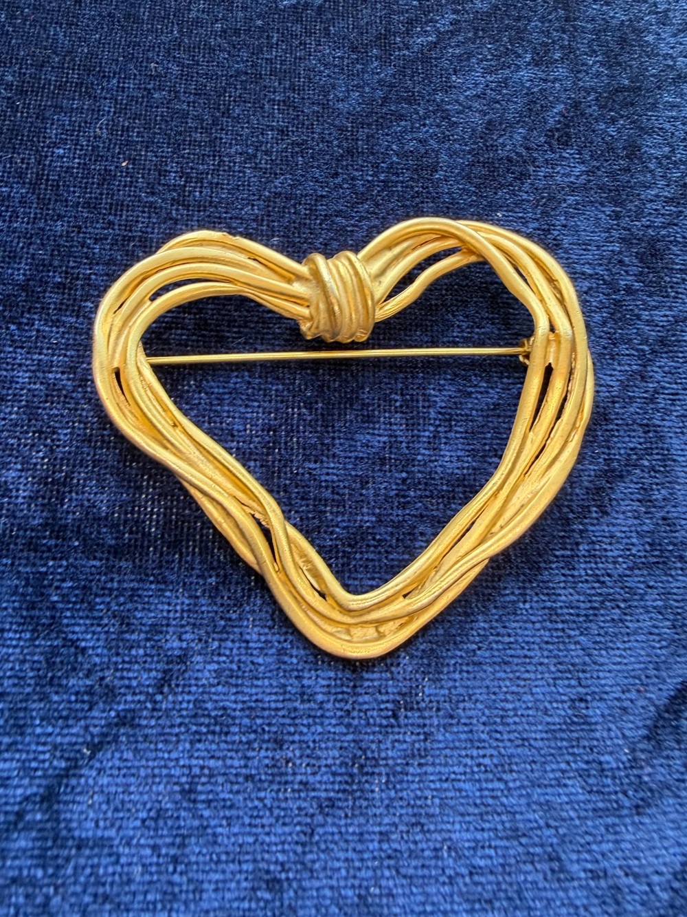 Vintage Gold Tone Heart Brooch